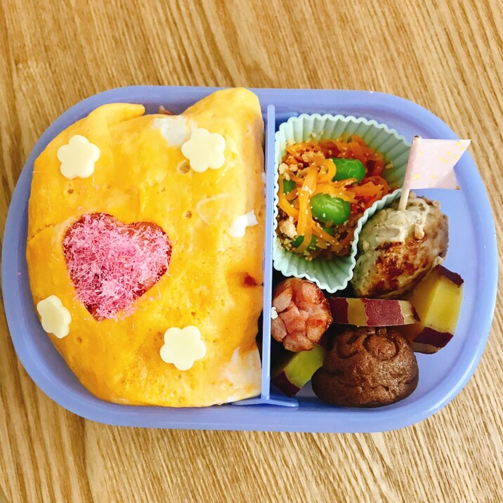 今週のお弁当☆娘のリクエストオムライス弁当